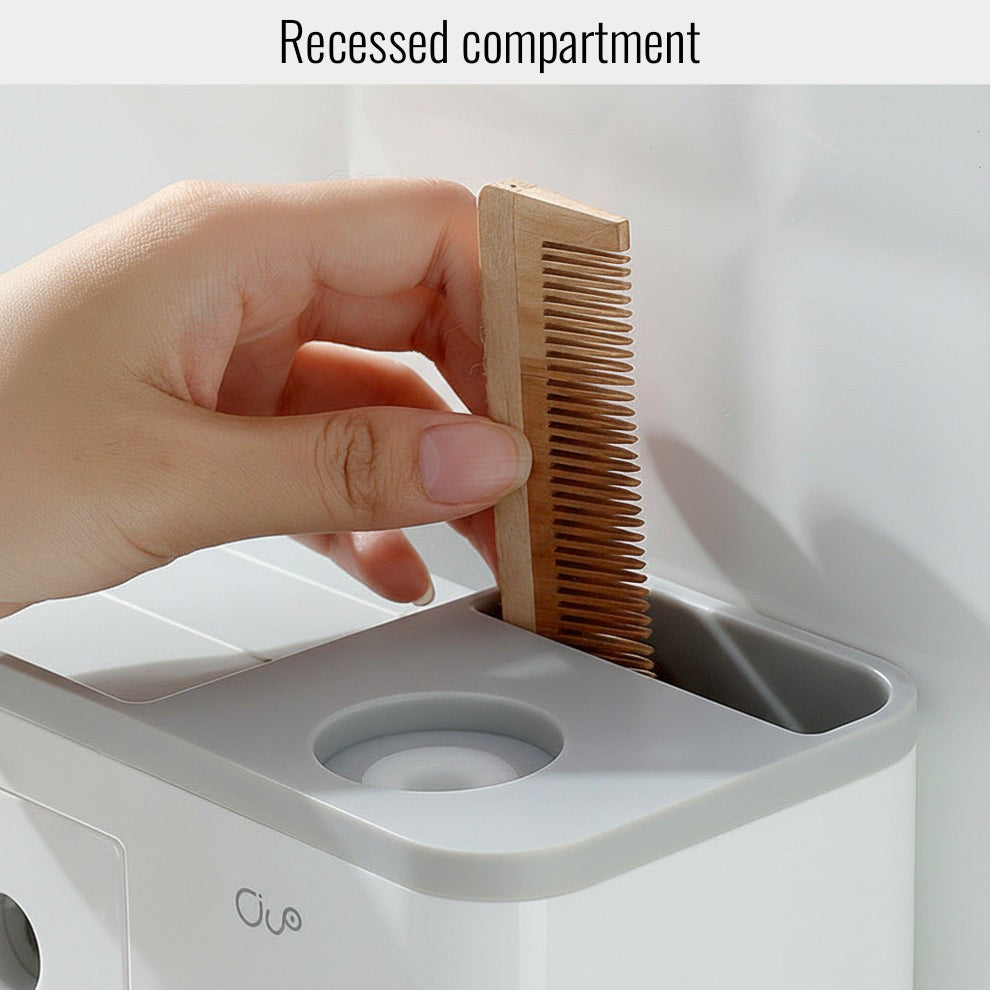 3-in-1 Wall-Mounted Toothbrush Holder with Automatic Toothpaste Dispenser and Drawer