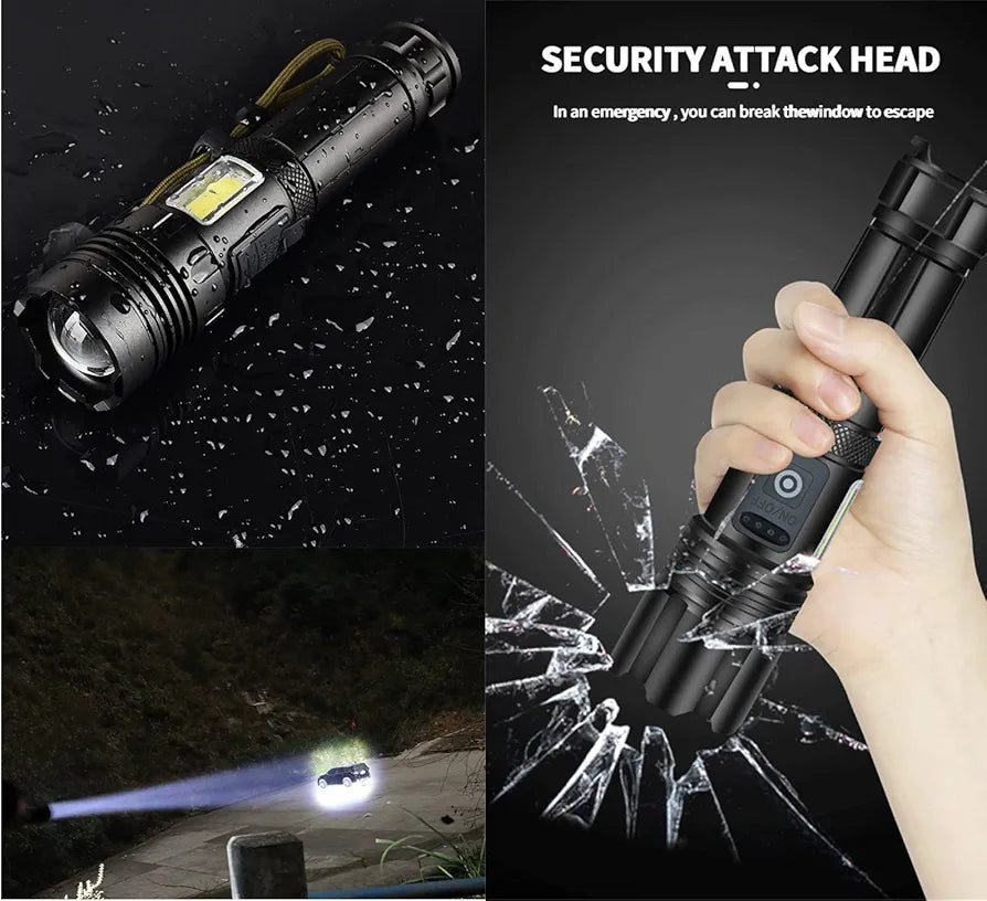 USB Rechargeable 100000 Lumens XHP160 Super Bright Bright Tactical LED Flashlight