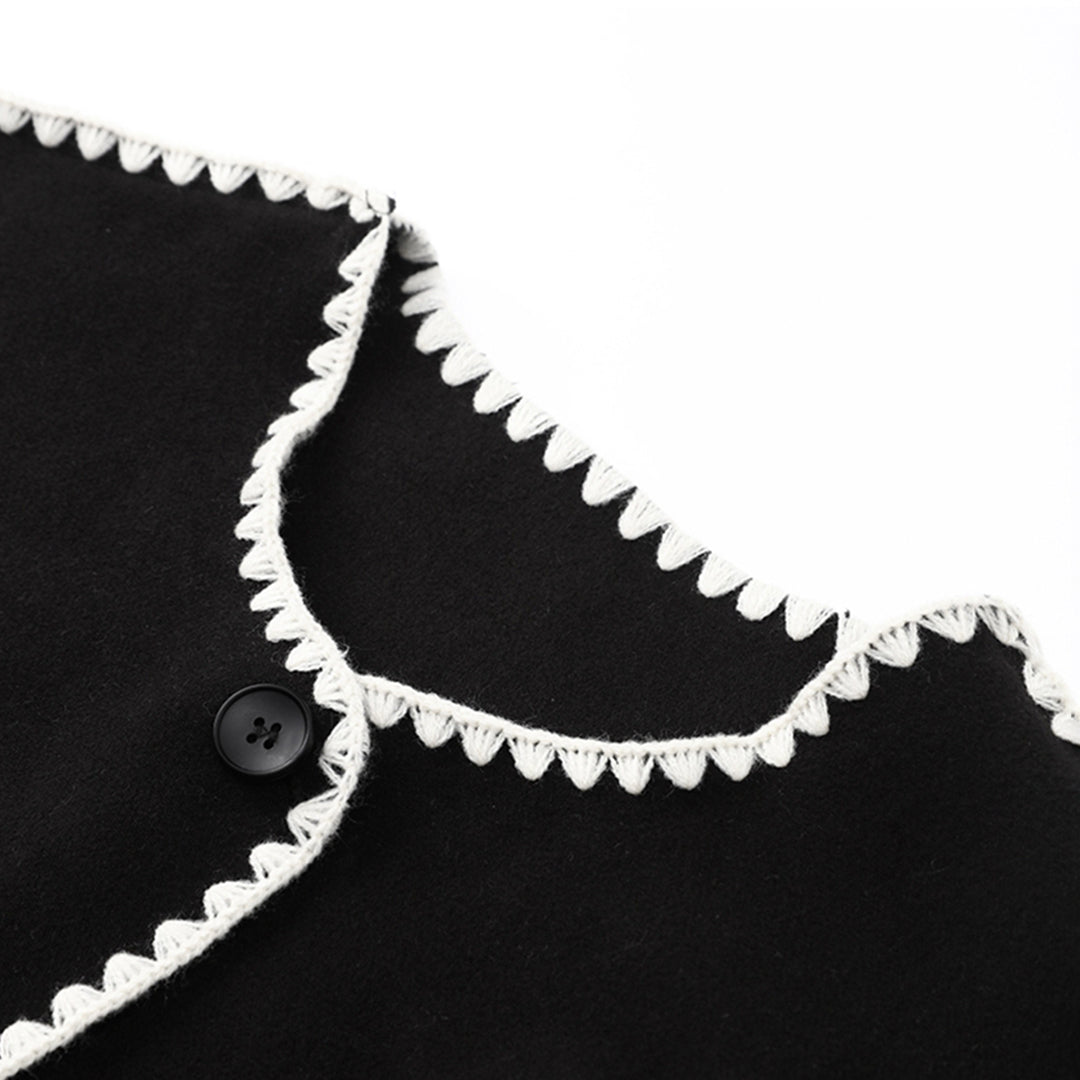 Wool-Blend Embroidered Scarf Coat