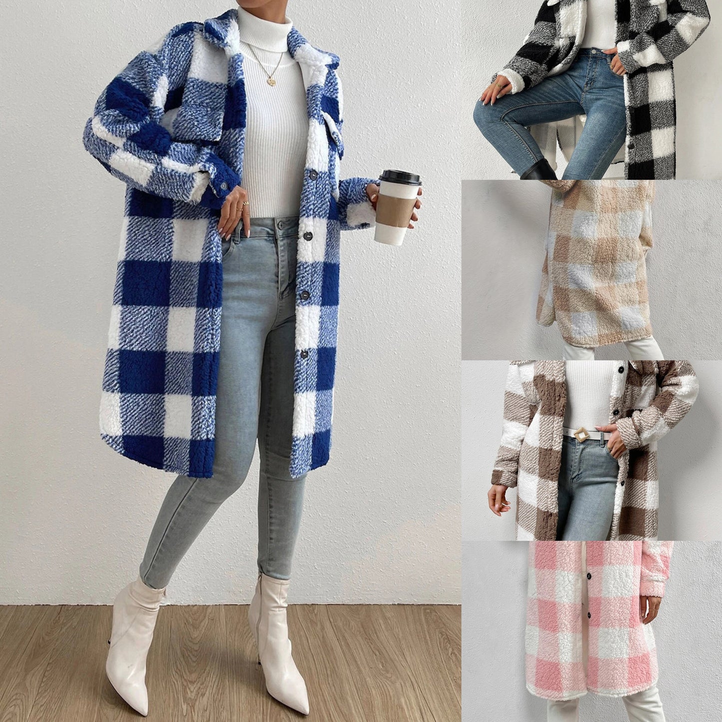 Plush Plaid Overcoat