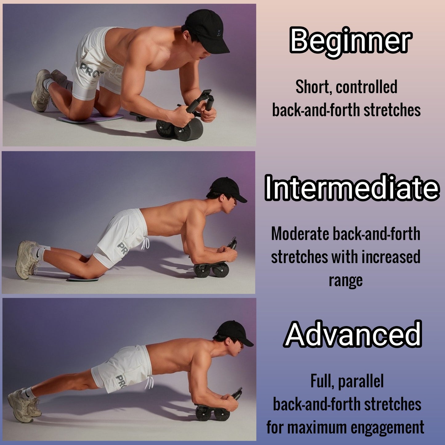 Automatic Rebound Ab Roller Wheel with Elbow Support and Built-in Timer