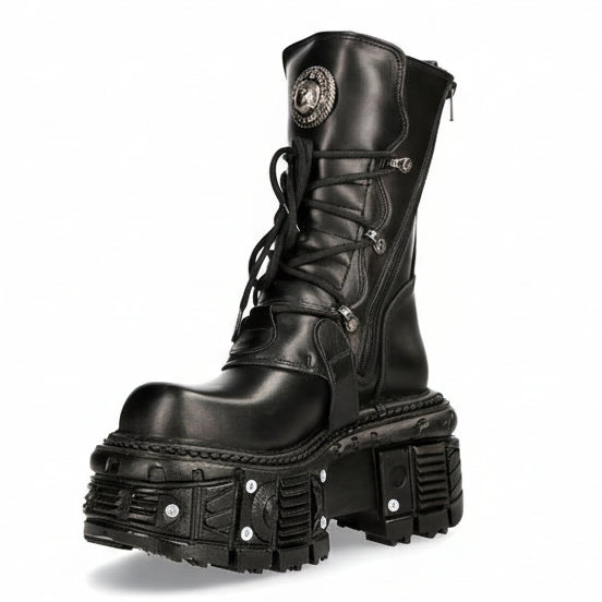Genuine Leather Gothic Platform Combat Boots – Unisex
