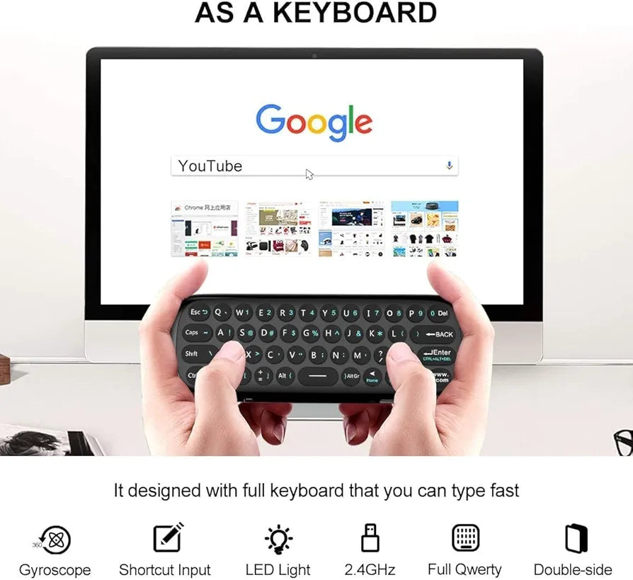 2.4G 3D Air Mouse Remote Control with Built-In Keyboard for Smart TV, Android TV Box, Mini PC, Projector, HTPC, All-in-one PC/TV