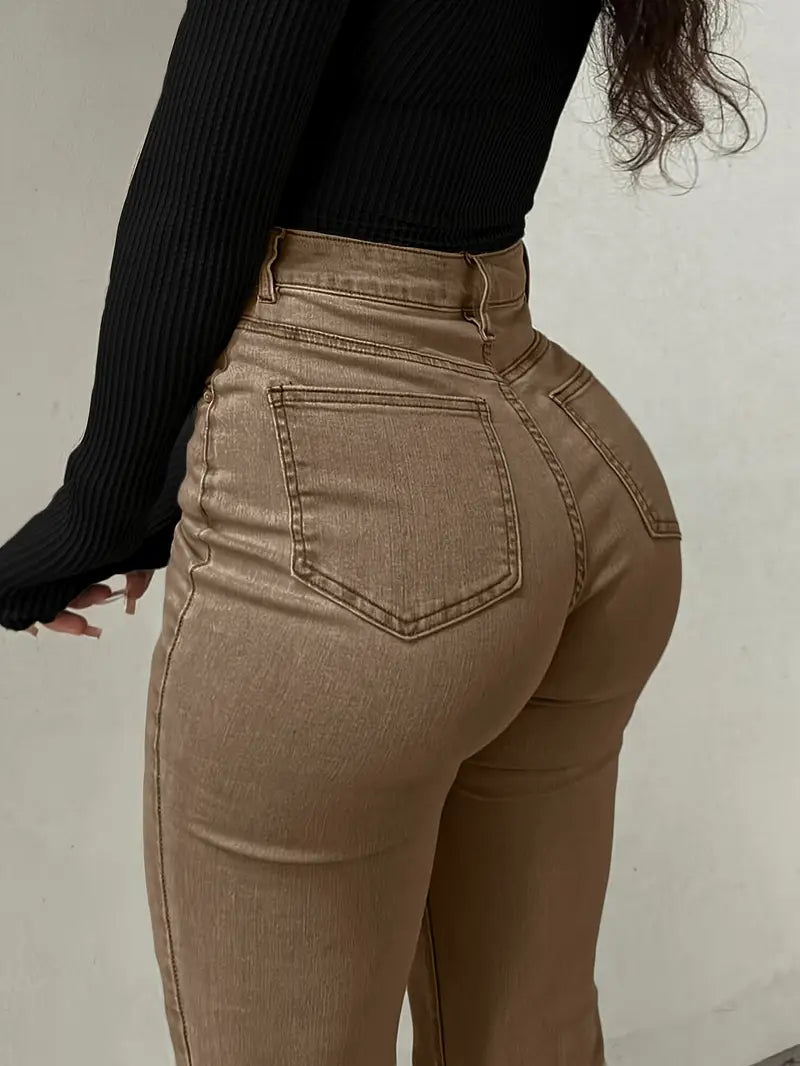 High-Waisted Stretch Flared Jeans