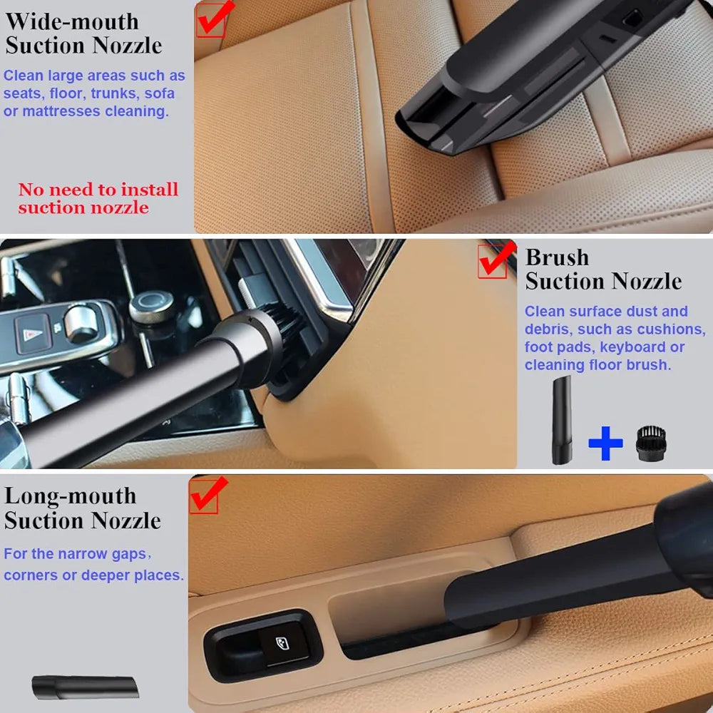 13KPa High-Suction Portable USB Cordless Car Vacuum Cleaner for Dry and Wet Cleaning