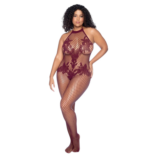 Vino Noir Floral Fishnet Bodystocking X – Cherry