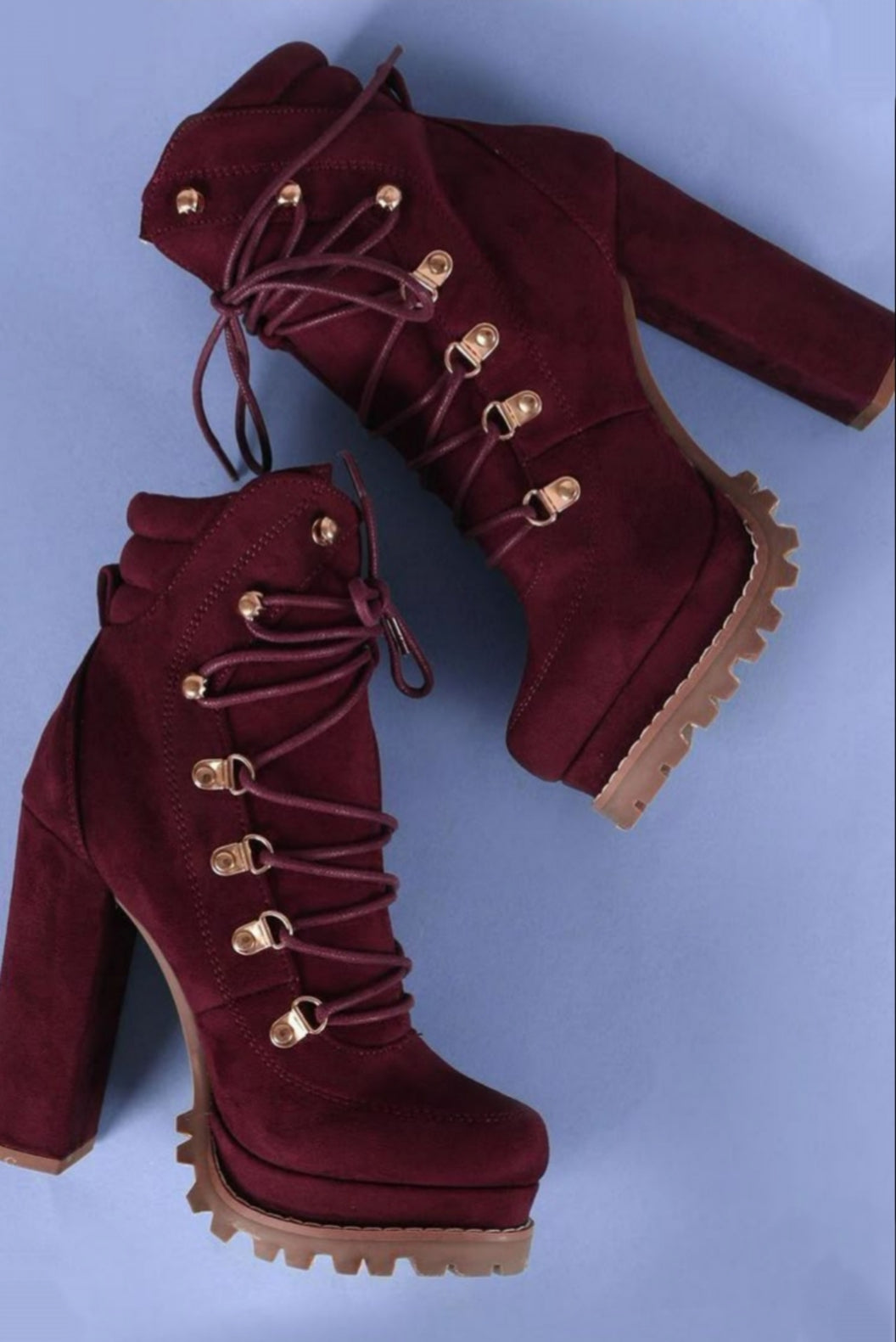 Lace-Up Platform Heeled Boots
