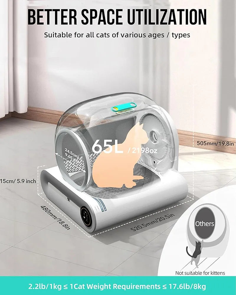 65L Capacity Self-Cleaning Smart Cat Litter Box