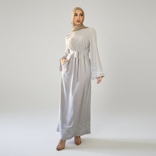 Flare-Sleeved Embroidered Abaya