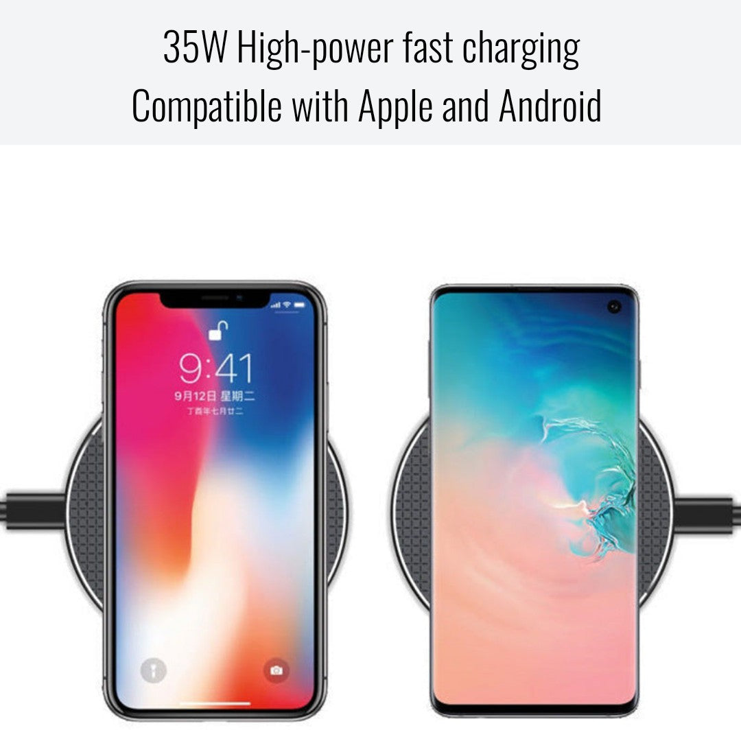 35W Qi Ultra-Fast Wireless Charging Pad for Apple and Android with USB Type-C Cable