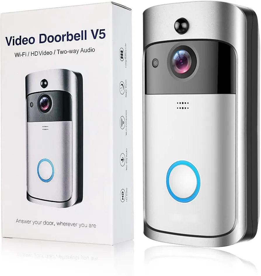 720P HD V5 Wireless Smart Doorbell with Night Vision, PIR Motion Detection, Two-way Audio, Weather Resistant