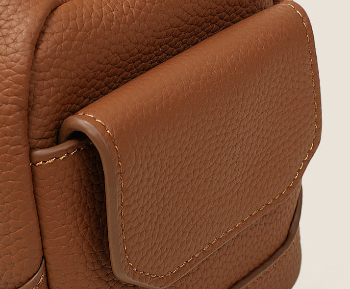 Genuine Cowhide Leather Boston Bag with Crossbody/Shoulder strap