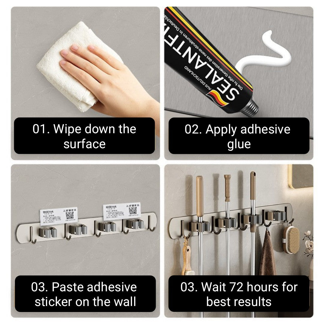 Wall-Mounted Mop and Broom Holder