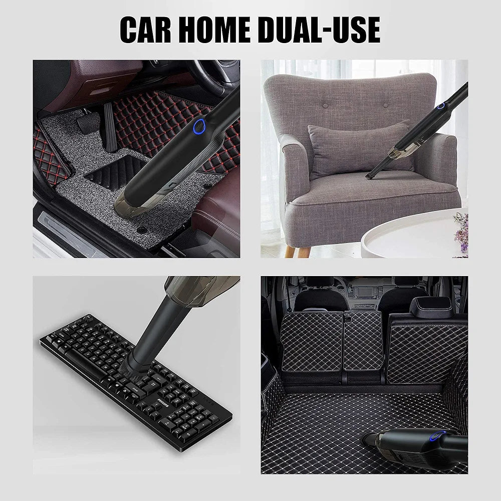 13KPa High-Suction Portable USB Cordless Car Vacuum Cleaner for Dry and Wet Cleaning