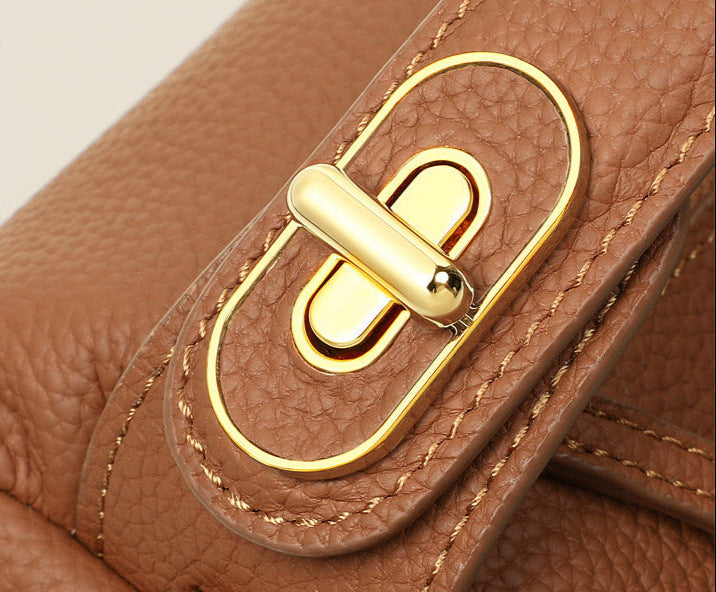 Genuine Cowhide Leather Boston Bag with Crossbody/Shoulder strap