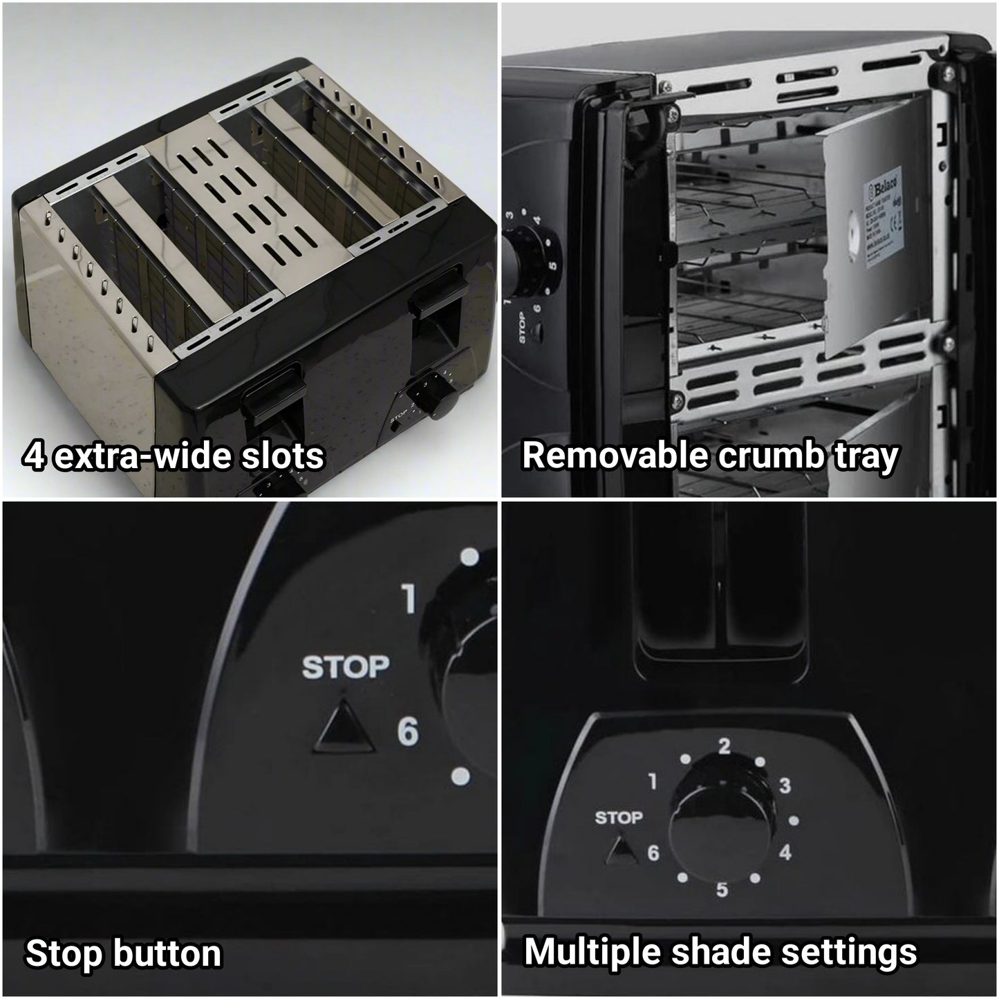 BRENTWOOD 4-Slice Extra-Wide Slot Stainless Steel Toaster