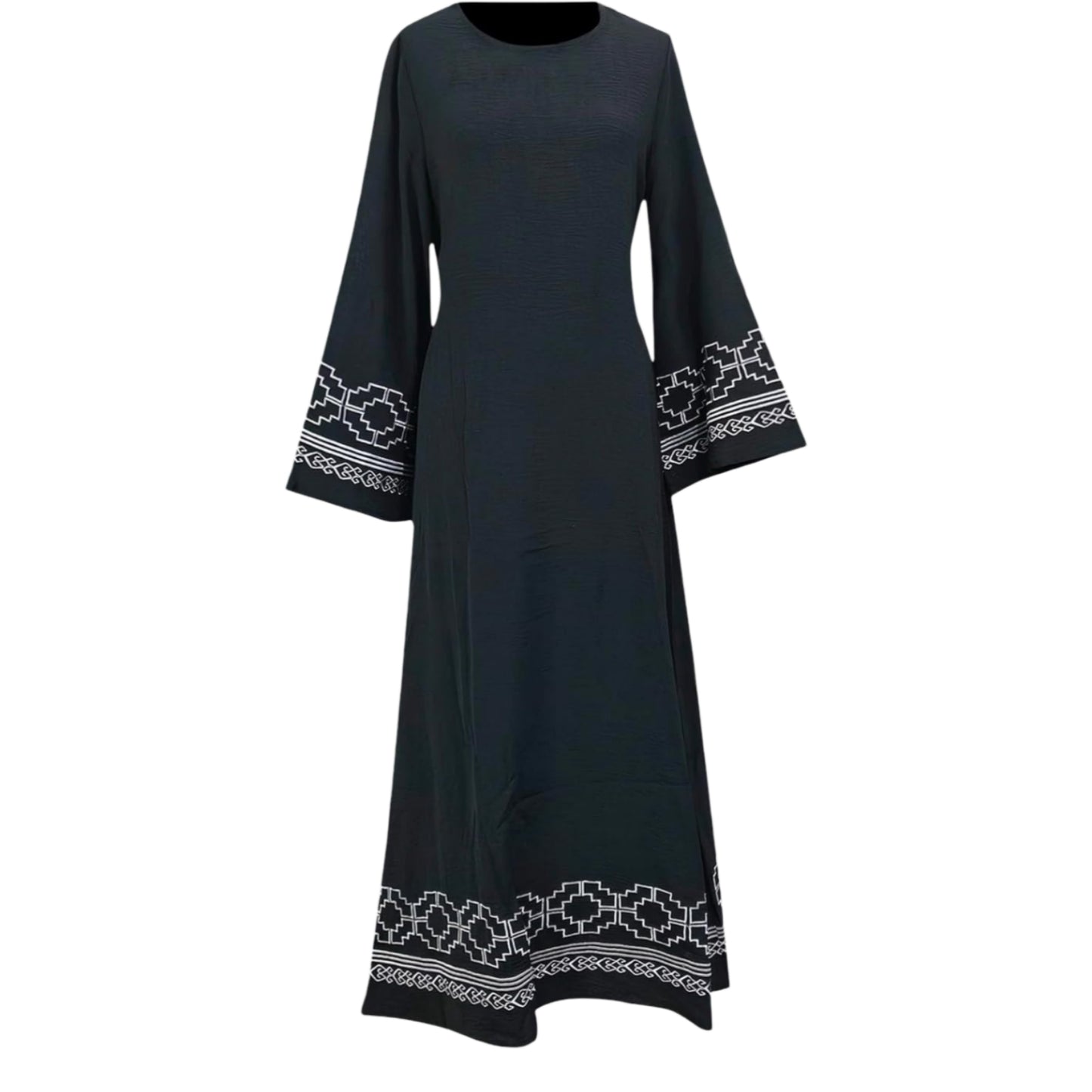 Flare-Sleeved Embroidered Abaya