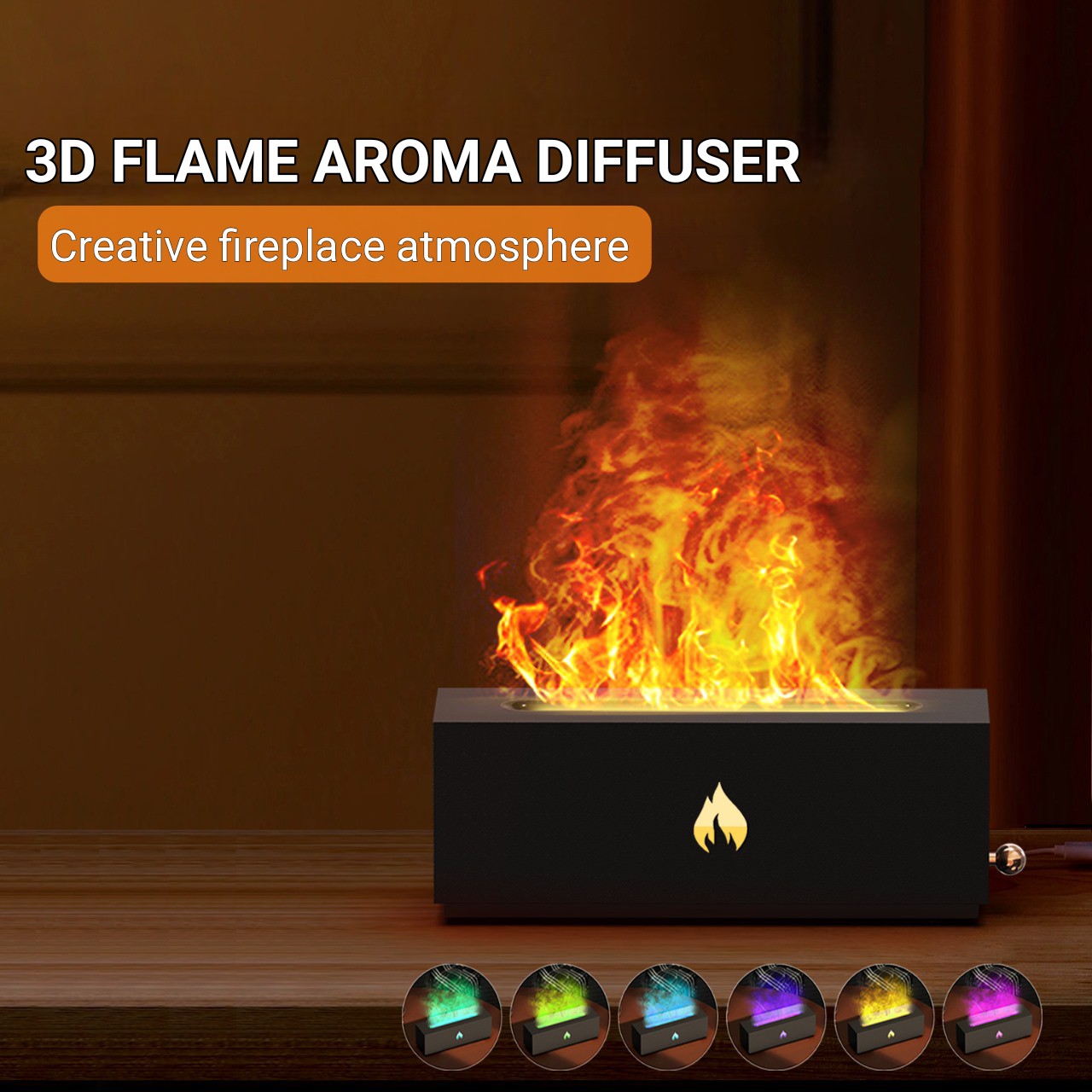 Flame Essential Oil Aroma Diffuser, Air Humidifier with Aromatherapy Functionality, Quiet Operation