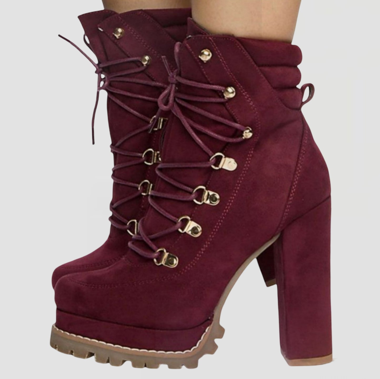 Lace-Up Platform Heeled Boots