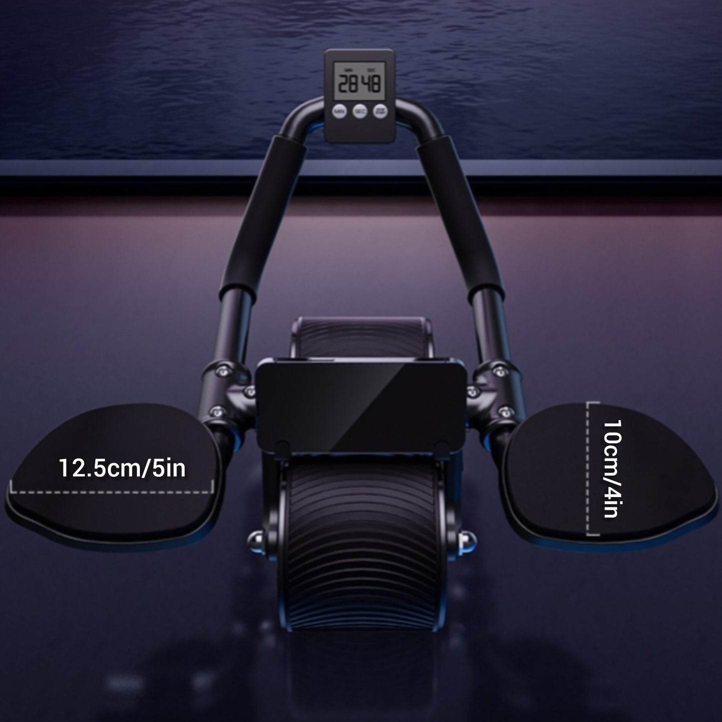 Automatic Rebound Ab Roller Wheel with Elbow Support and Built-in Timer