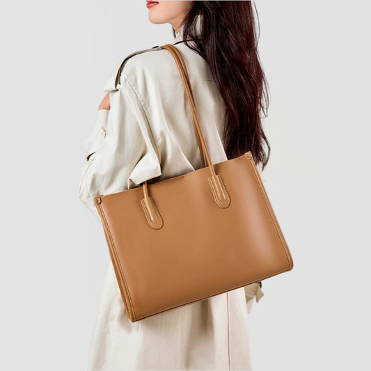 Genuine Cowhide Leather Tote Bag – Large Capacity