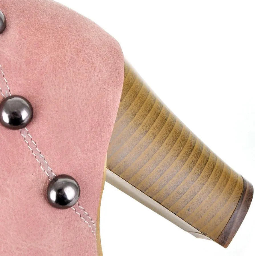 Lace-Up Block Heel Ankle Boots