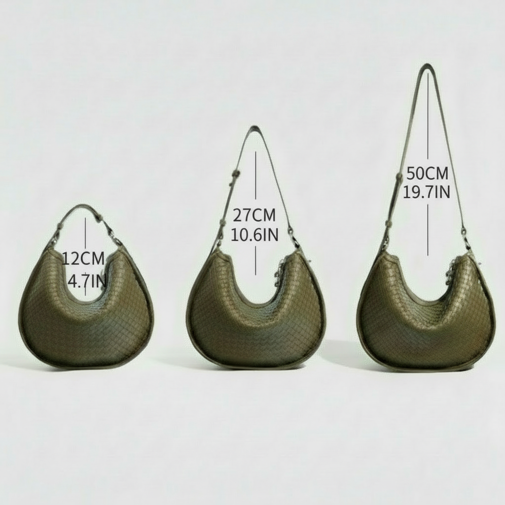 Half-Moon Handwoven Hobo Bag in Genuine Cowhide Leather