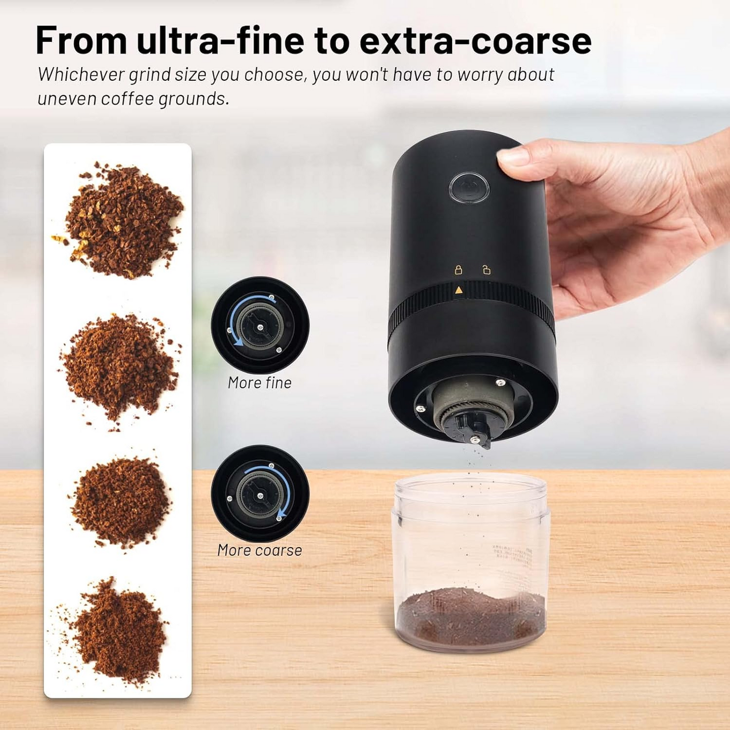 Portable Electric Coffee Bean Grinder, USB Rechargeable