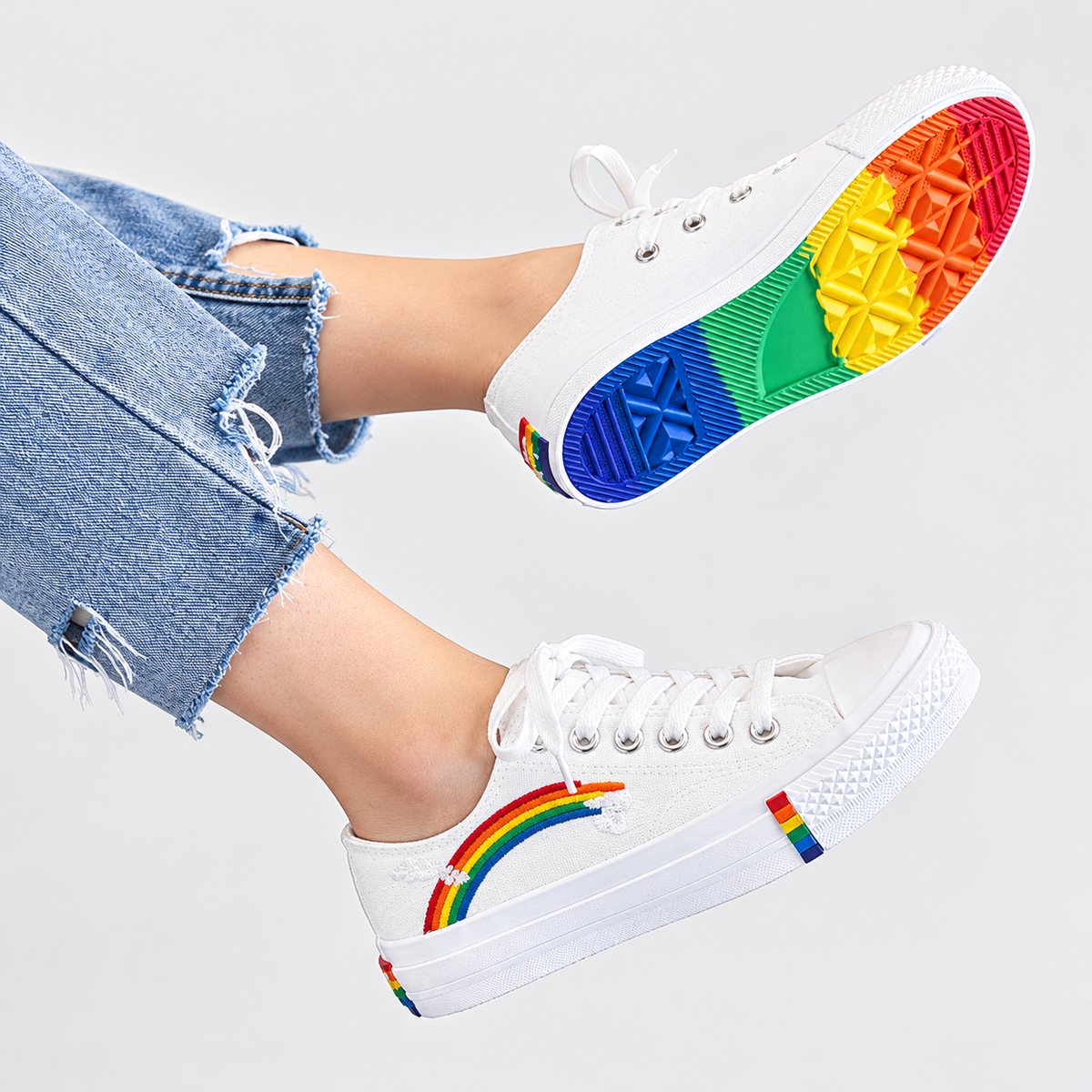 Women's Rainbow Canvas Sneakers