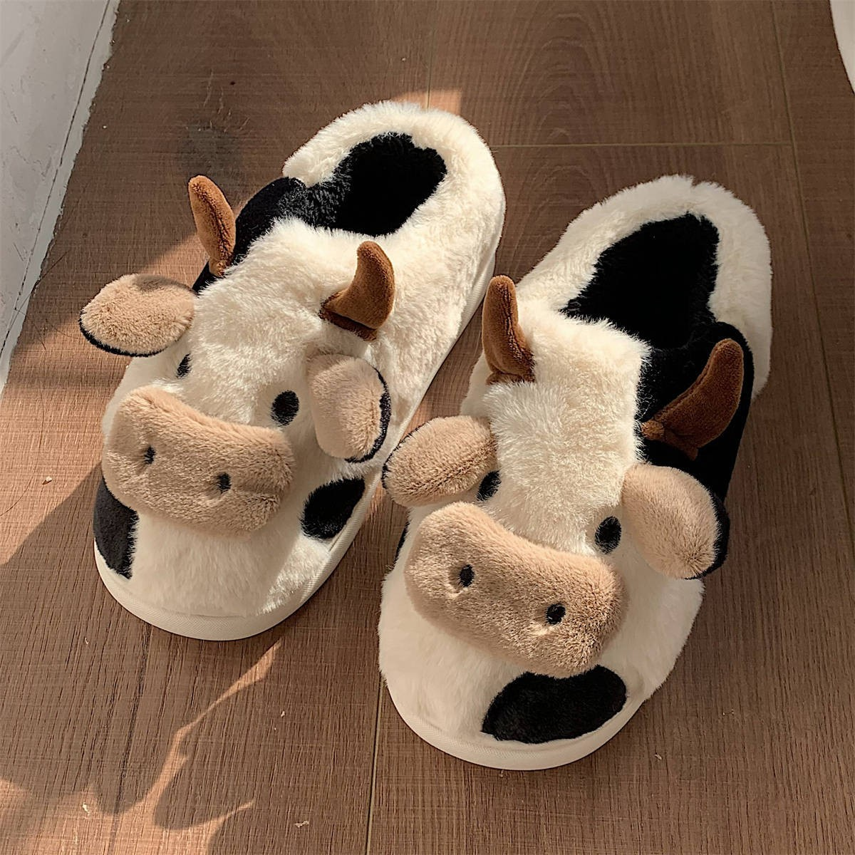 Plush Cow Slippers