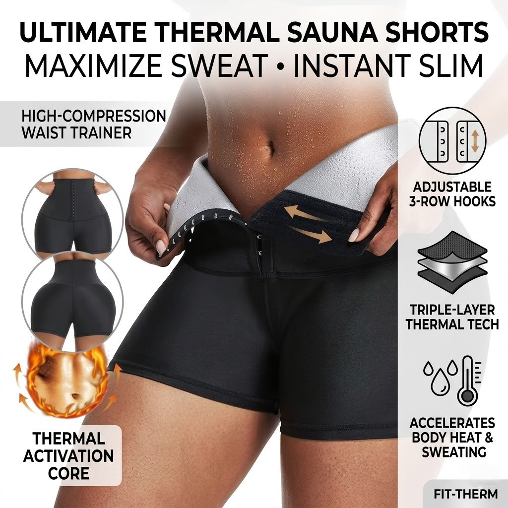 High-Waisted Sauna Sweat Shorts for Fitness, Yoga, Running, Casual Wear