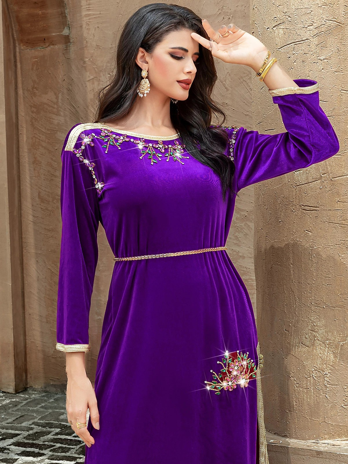 High Side-Slit Embroidered Abaya