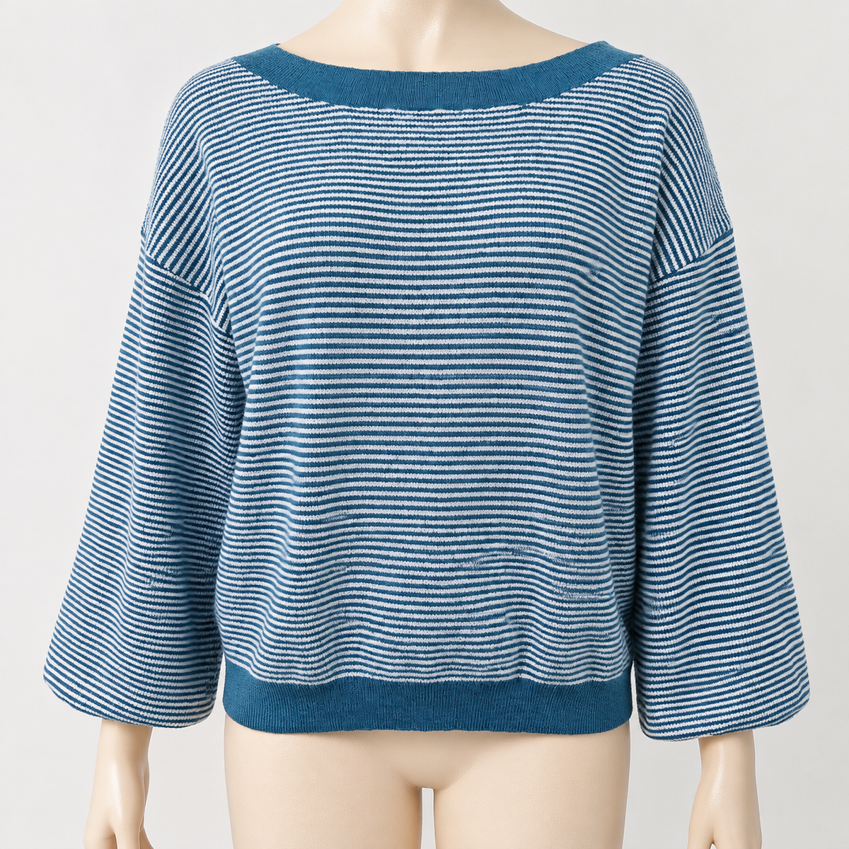 Drop Shoulder Lantern-Sleeve Knit Sweater