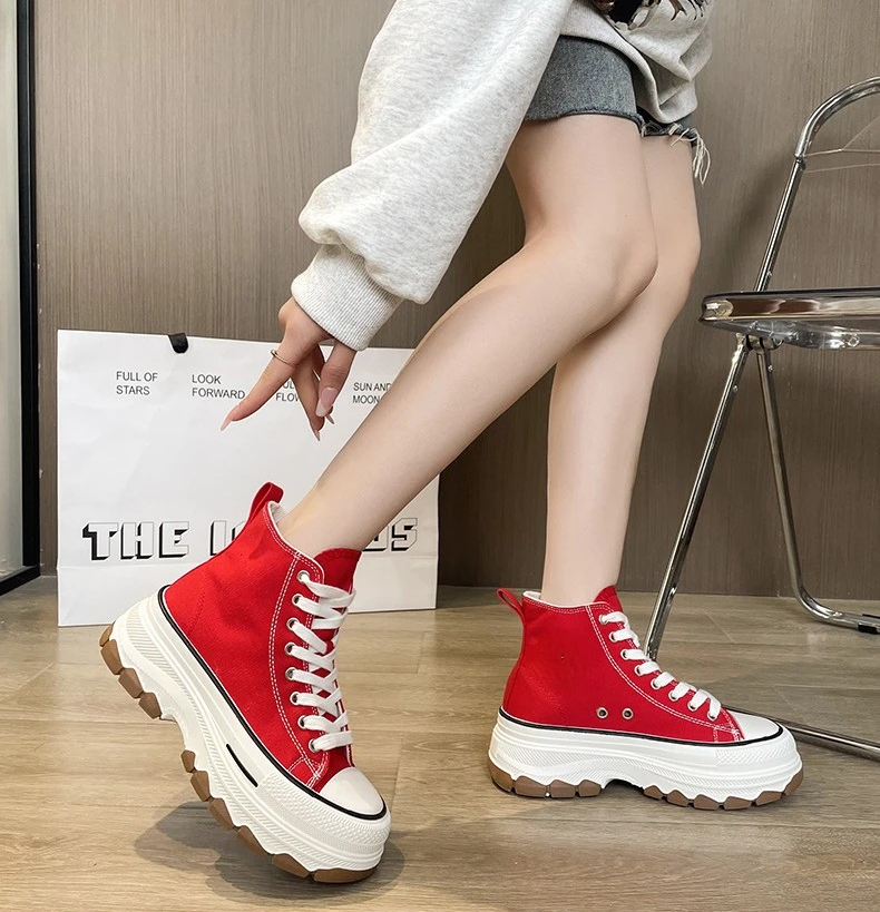 Platform High-Top Canvas Sneakers for Women