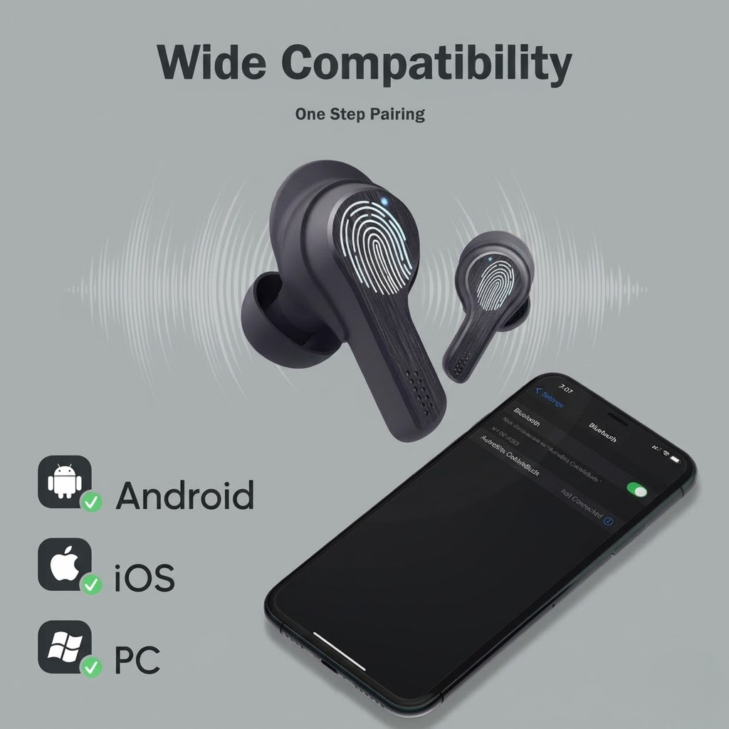 AUTREBITS CobbleBuds Bluetooth 5.2 Wireless Earbuds with 20H Playtime, No-drop Fit, IPX7 Waterproof