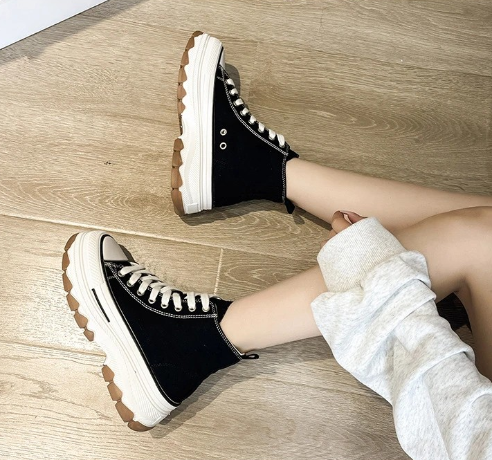 Platform High-Top Canvas Sneakers for Women