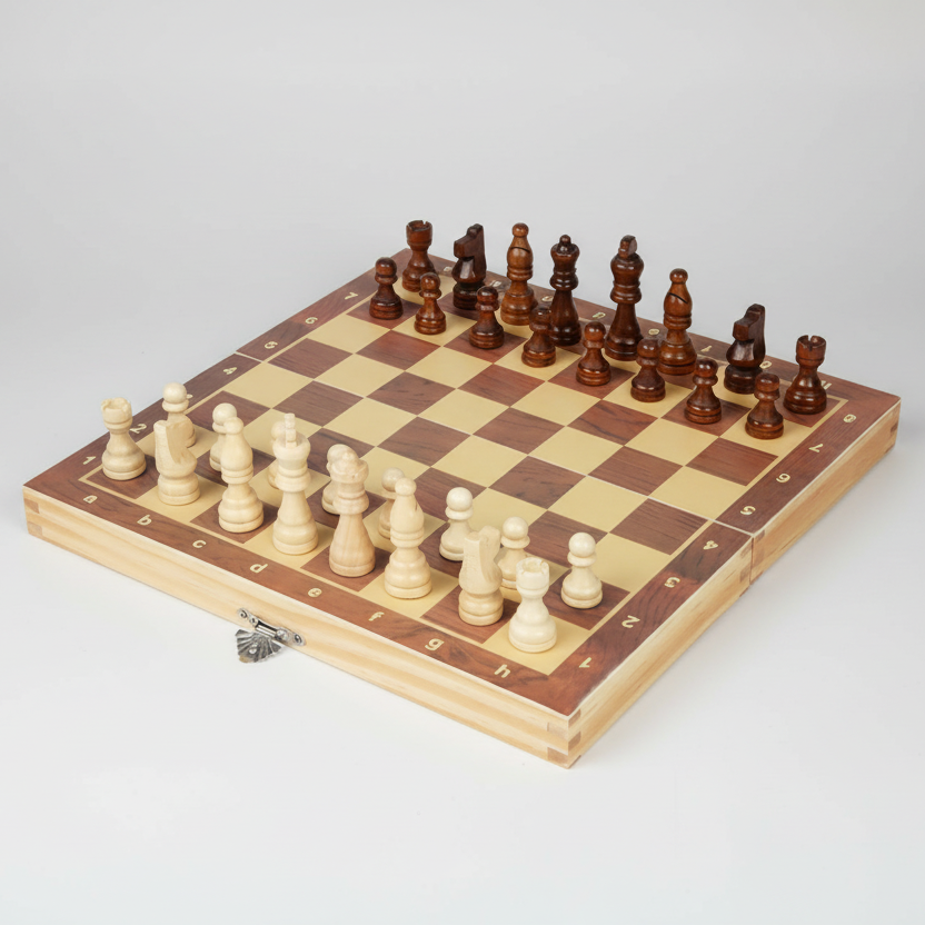 Magnetic Solid Wood Folding Chess Set