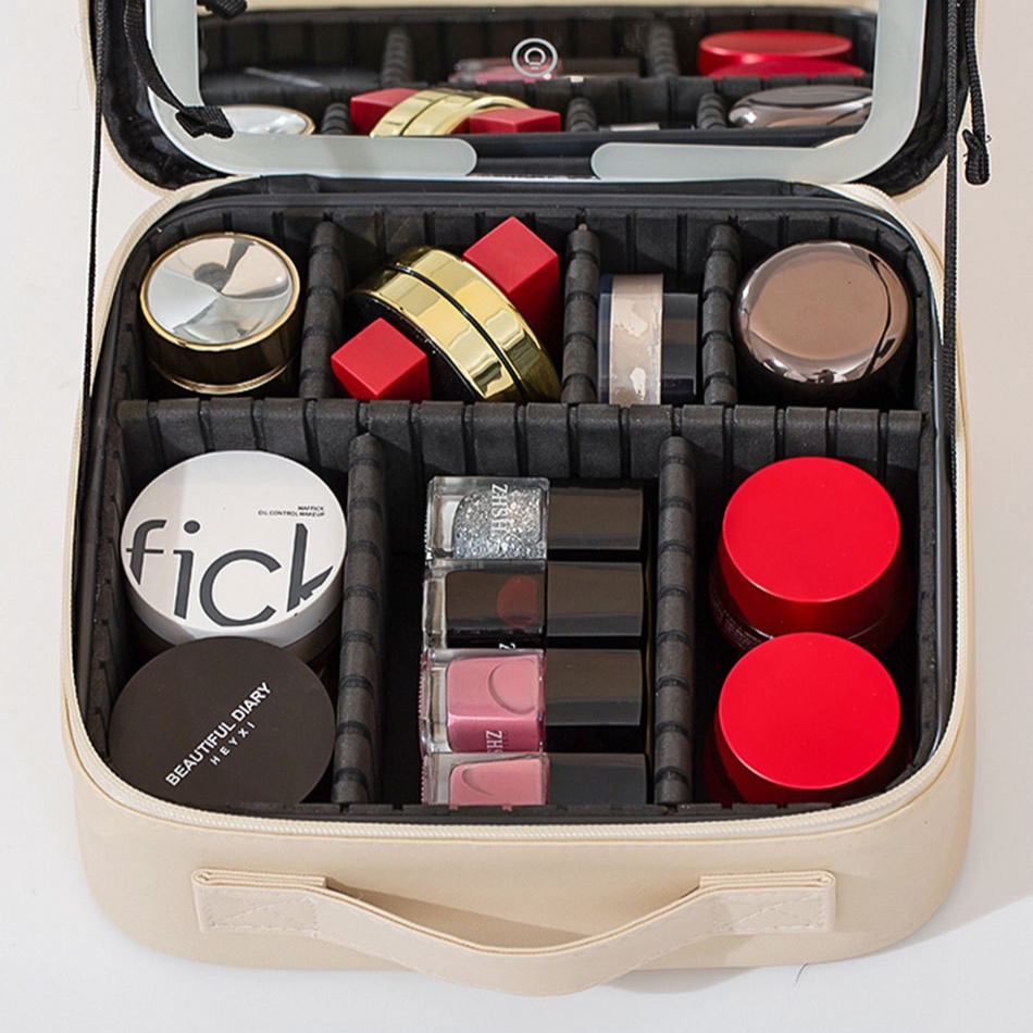 Portable Travel Makeup Case with Built-in LED Lighted Mirror