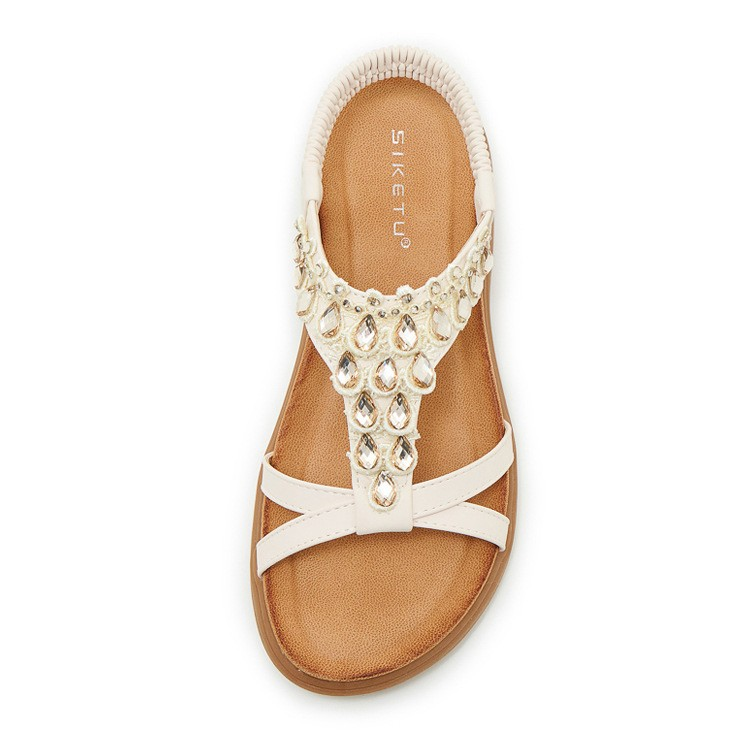 Boho Rhinestone Flat Sandals