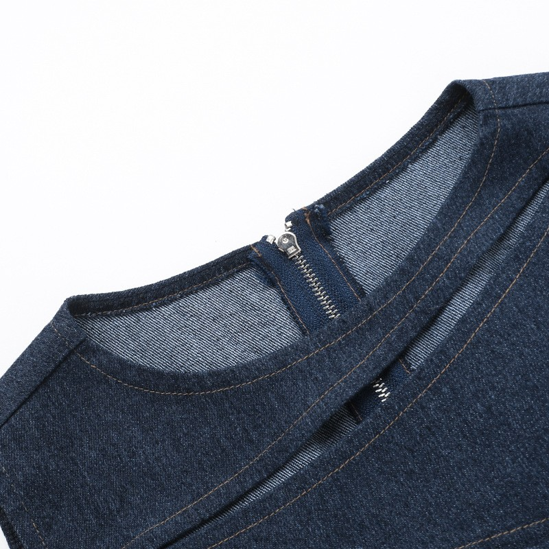 Faux Denim Cut-Out Tank Top
