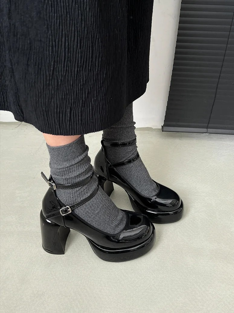 Mary Jane Platform Block Heel Pumps