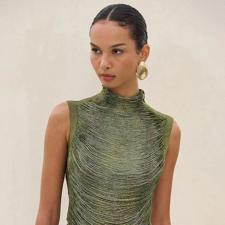 2-Piece Sparkly Tassel Top with Maxi Skirt