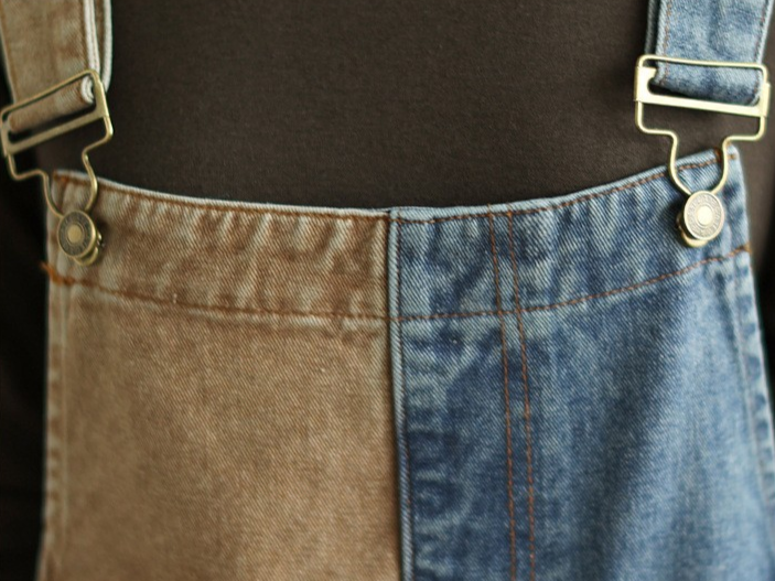 Patchwork Denim Bib Overalls