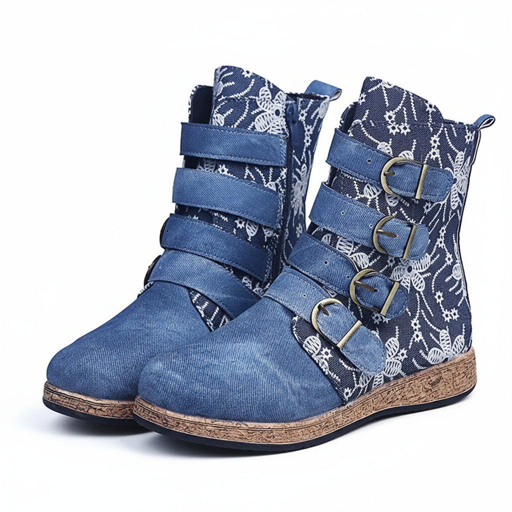 Socofy Boho Heeled Ankle Boots