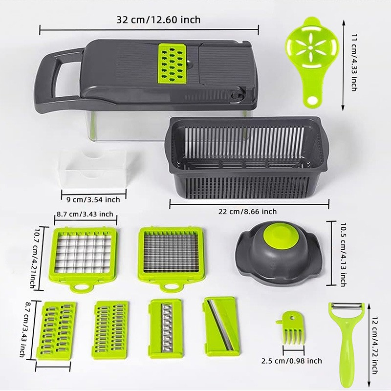 14pcs Multifunction Vegetable Chopper Slicer Grater