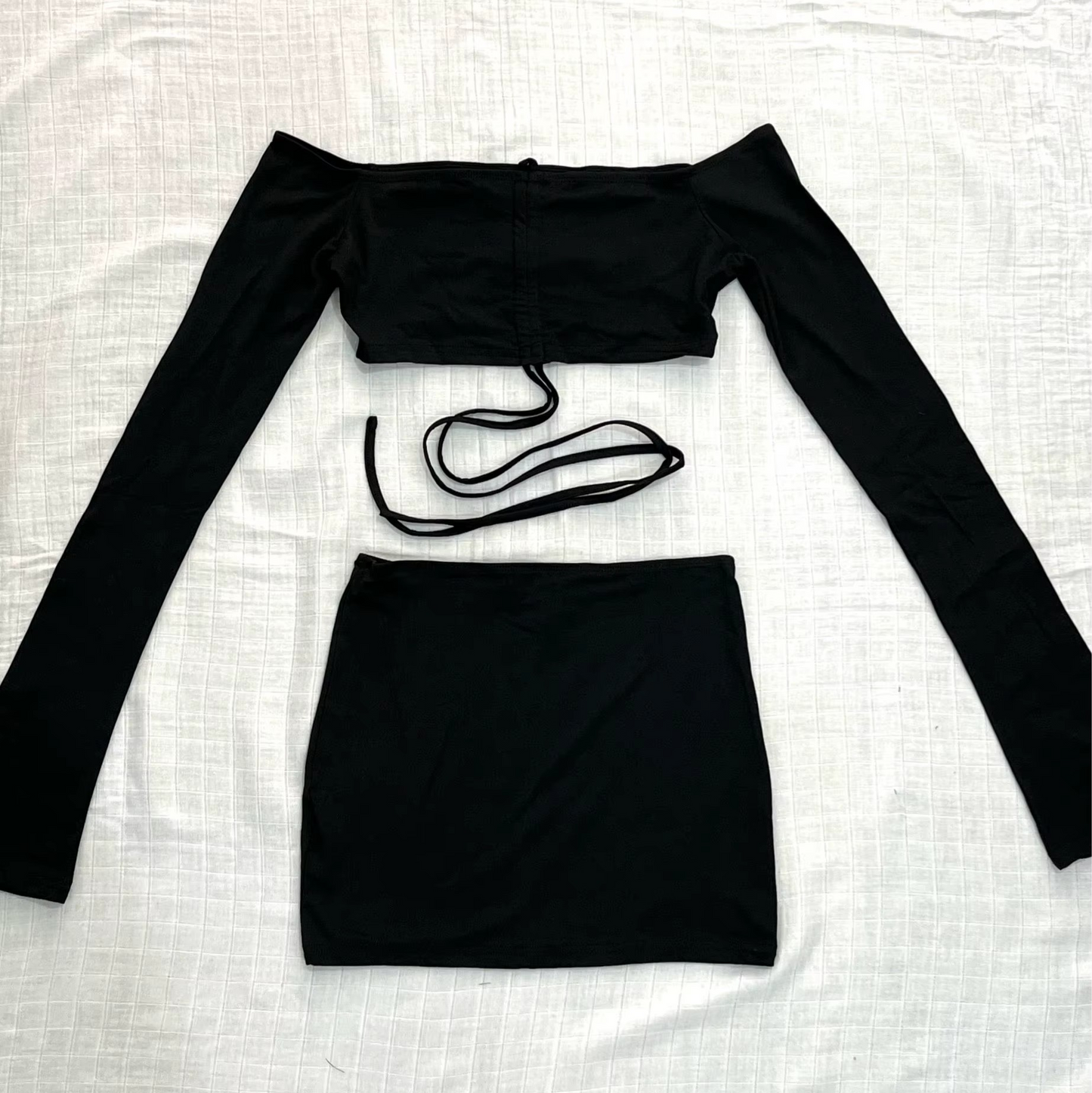 2-Piece Lace Crop Top with Mini Skirt