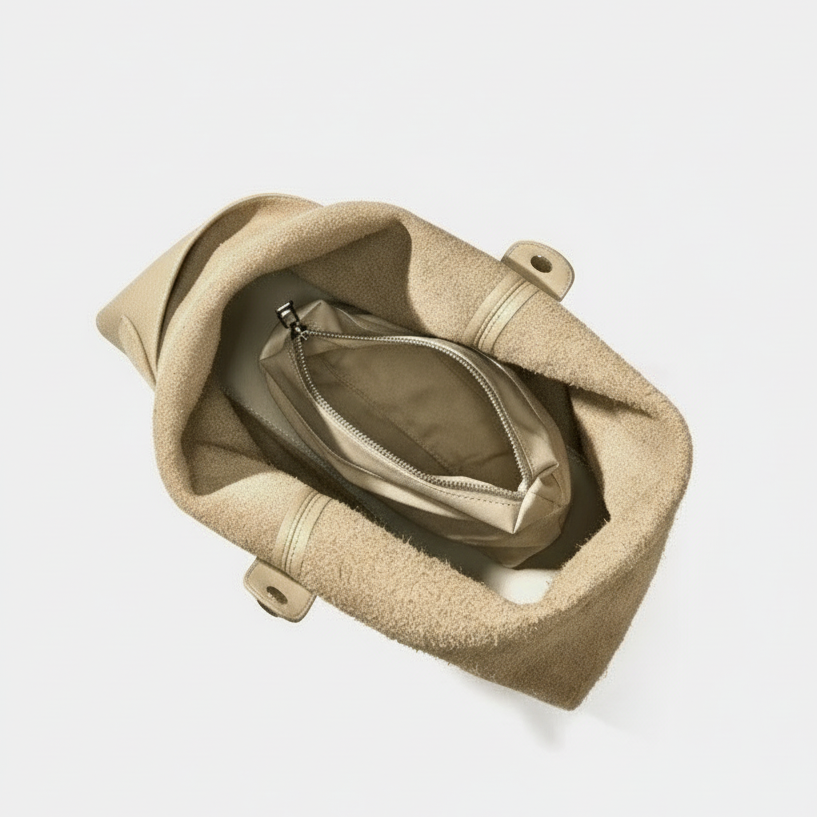 Slouchy Hobo Shoulder Bag in Genuine Cowhide Leather