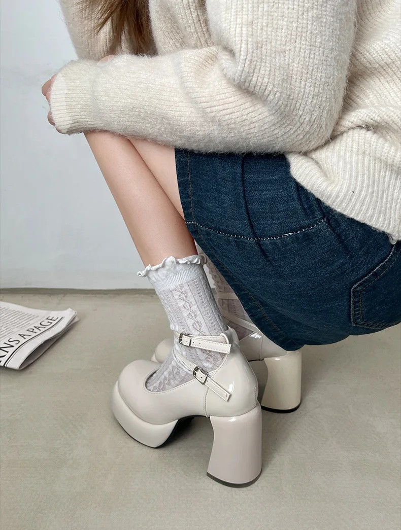 Mary Jane Platform Block Heel Pumps