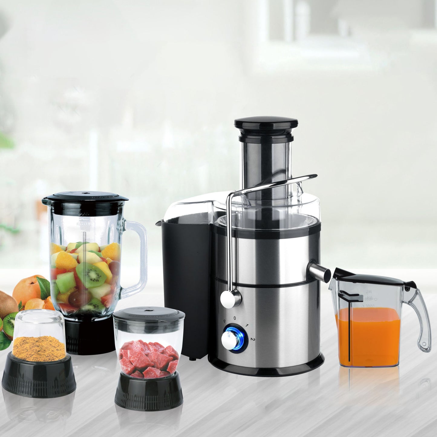 4-in-1 Multifunctional Food Processor for Chopping, Blending, Grinding and Juicing
