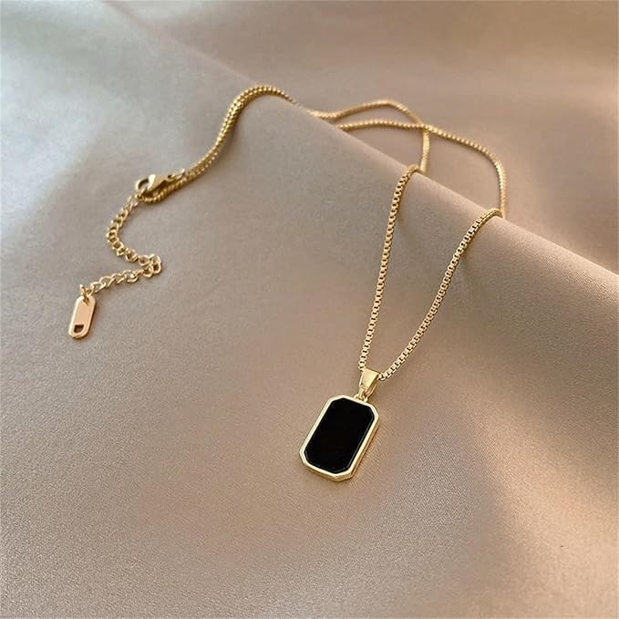 Black Onyx Pendant Gold Plated Necklace